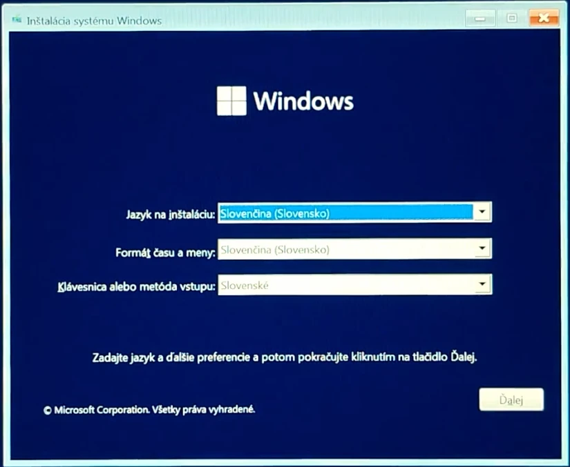 nastavenia inštalácie