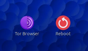 Ukážka dvoch desktop súborov - spúšťač pre Tor Browser a príkaz na reštartovanie umiestnené na pracovnej ploche