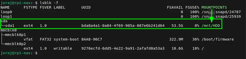 Výpis príkazu lsblk